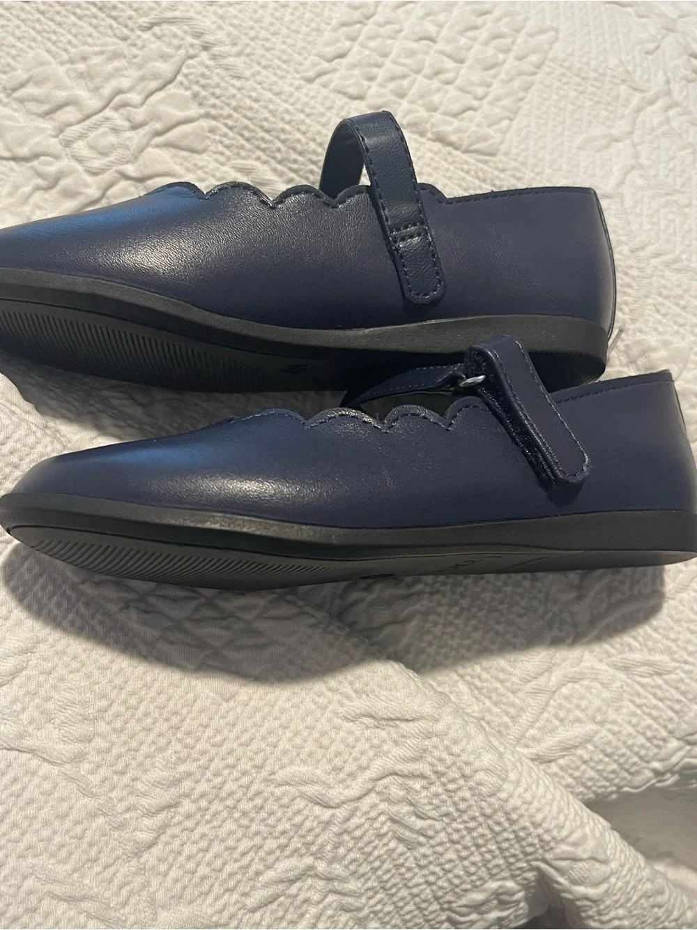 The Children’s PLACE Navy Scalloped Strap Mary Jane Flats for Girls Size 11